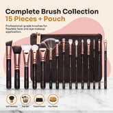 Zoeva 15 Piece Makeup Brushes Set With Pouch – Complete Face & Eye Makeup Brush Collection